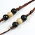 Dark Blue/Brown/Black/Cream Ceramic and Wood Bead Tassel Brown Silk Cord Necklace/70cm to 80cm L/Slight Variation In Colour/Natural Irregularities - view 7