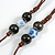 Blue/Black/White Ceramic and Wood Bead Tassel Brown Silk Cord Necklace/70cm to 80cm L/Slight Variation In Colour/Natural Irregularities - view 7