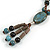 Light Blue/Black Ceramic and Wood Bead Tassel Brown Silk Cord Necklace/70cm to 80cm L/Slight Variation In Colour/Natural Irregularities - view 4