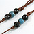 Light Blue/Black Ceramic and Wood Bead Tassel Brown Silk Cord Necklace/70cm to 80cm L/Slight Variation In Colour/Natural Irregularities - view 5