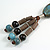 Light Blue/Black Ceramic and Wood Bead Tassel Brown Silk Cord Necklace/70cm to 80cm L/Slight Variation In Colour/Natural Irregularities - view 9