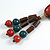 Red/Teal Ceramic and Brown Wood Bead Tassel Brown Silk Cord Necklace/70cm to 80cm L/Slight Variation In Colour/Natural Irregularities - view 9