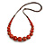 Brick Red Graduated Ceramic Bead Brown Silk Cords Necklace/58cm to 70cm L/Slight Variation In Colour/Natural Irregularities