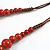 Brick Red Graduated Ceramic Bead Brown Silk Cords Necklace/58cm to 70cm L/Slight Variation In Colour/Natural Irregularities - view 5