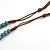 Dusty Blue Graduated Ceramic Bead Brown Silk Cords Necklace/58cm to 70cm L/Slight Variation In Colour/Natural Irregularities - view 5