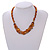 Caramel Brown Shell/Transparent Glass Cluster Style Beaded Necklace/46cm L/ 6cm Ext - view 3