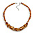 Caramel Brown Shell/Transparent Glass Cluster Style Beaded Necklace/46cm L/ 6cm Ext - view 2