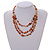Brown/Orange Semiprecious Nugget/Golden Glass Bead Layered Necklace/50cm L/5cm Ext - view 3