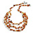 Brown/Orange Semiprecious Nugget/Golden Glass Bead Layered Necklace/50cm L/5cm Ext - view 2