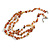 Brown/Orange Semiprecious Nugget/Golden Glass Bead Layered Necklace/50cm L/5cm Ext - view 7