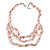 Pink Rose Quartz Semiprecious Nugget/Transparent Glass Bead Layered Necklace/50cm L/5cm Ext - view 1