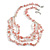 Pink Rose Quartz Semiprecious Nugget/Transparent Glass Bead Layered Necklace/50cm L/5cm Ext - view 2