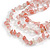 Pink Rose Quartz Semiprecious Nugget/Transparent Glass Bead Layered Necklace/50cm L/5cm Ext - view 4