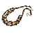 Dark Brown Semiprecious Nugget/Gold Caramel Glass Bead Layered Necklace/50cm L/5cm Ext - view 7