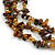 Dark Brown Semiprecious Nugget/Gold Caramel Glass Bead Layered Necklace/50cm L/5cm Ext - view 4