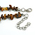 Dark Brown Semiprecious Nugget/Gold Caramel Glass Bead Layered Necklace/50cm L/5cm Ext - view 6