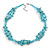 Multistrand Turquoise Nugget/Light Blue Glass Beaded Necklace/46cm L/ 4cm Ext - view 2