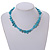 Multistrand Turquoise Nugget/Light Blue Glass Beaded Necklace/46cm L/ 4cm Ext - view 3