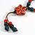 Red/Teal/Black Round Ceramic Bead with Flower Tassel Brown Silk Cord Necklace/ 66cm L/Slight Variation In Colour/Natural Irregularities - view 5