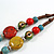 Multicoloured Round Ceramic Bead with Flower Tassel Brown Silk Cord Necklace/ 66cm L/Slight Variation In Colour/Natural Irregularities - view 7