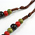 Green/Red/Black Graduated Ceramic Bead Brown Silk Cords Necklace/50cm to 60cm L/Slight Variation In Colour/Natural Irregularities - view 6