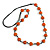 Orange Ceramic Heart Bead Black Cotton Cord Long Necklace/88cm L/Adjustable/Slight Variation In Colour/Natural Irregularities - view 8