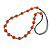Orange Ceramic Heart Bead Black Cotton Cord Long Necklace/88cm L/Adjustable/Slight Variation In Colour/Natural Irregularities - view 9