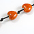 Orange Ceramic Heart Bead Black Cotton Cord Long Necklace/88cm L/Adjustable/Slight Variation In Colour/Natural Irregularities - view 5