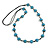 Light Blue Ceramic Heart Bead Black Cotton Cord Long Necklace/88cm L/Adjustable/Slight Variation In Colour/Natural Irregularities - view 2