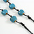 Light Blue Ceramic Heart Bead Black Cotton Cord Long Necklace/88cm L/Adjustable/Slight Variation In Colour/Natural Irregularities - view 5