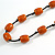 Dusty Orange Oval Ceramic Bead Black Cotton Cord Long Necklace/88cm L/ Adjustable/Slight Variation In Colour/Natural Irregularities - view 4