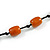 Dusty Orange Oval Ceramic Bead Black Cotton Cord Long Necklace/88cm L/ Adjustable/Slight Variation In Colour/Natural Irregularities - view 5