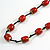 Dusty Red Oval Ceramic Bead Black Cotton Cord Long Necklace/88cm L/ Adjustable/Slight Variation In Colour/Natural Irregularities - view 4
