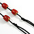 Dusty Red Oval Ceramic Bead Black Cotton Cord Long Necklace/88cm L/ Adjustable/Slight Variation In Colour/Natural Irregularities - view 6