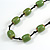 Dusty Green Oval Ceramic Bead Black Cotton Cord Long Necklace/88cm L/ Adjustable/Slight Variation In Colour/Natural Irregularities - view 4