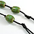 Dusty Green Oval Ceramic Bead Black Cotton Cord Long Necklace/88cm L/ Adjustable/Slight Variation In Colour/Natural Irregularities - view 5