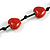 Dusty Red Ceramic Heart Bead Black Cotton Cord Long Necklace/88cm L/Adjustable/Slight Variation In Colour/Natural Irregularities - view 5