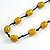 Dusty Yellow Oval Ceramic Bead Black Cotton Cord Long Necklace/88cm L/ Adjustable/Slight Variation In Colour/Natural Irregularities - view 4