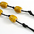 Dusty Yellow Oval Ceramic Bead Black Cotton Cord Long Necklace/88cm L/ Adjustable/Slight Variation In Colour/Natural Irregularities - view 5