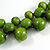 Long Lime Green Cluster Wood Beaded Necklace - 82cm Long - view 5