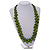 Long Lime Green Cluster Wood Beaded Necklace - 82cm Long - view 3