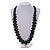 Long Black Cluster Wood Beaded Necklace - 82cm Long - view 3