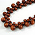 Long Brown Cluster Wood Beaded Necklace - 82cm Long - view 4