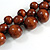Long Brown Cluster Wood Beaded Necklace - 82cm Long - view 5