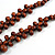 Long Brown Cluster Wood Beaded Necklace - 82cm Long - view 6
