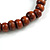 Long Brown Cluster Wood Beaded Necklace - 82cm Long - view 9