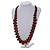 Long Brown Cluster Wood Beaded Necklace - 82cm Long - view 3