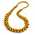 Long Dusty Yellow Cluster Wood Beaded Necklace - 82cm Long - view 8