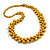 Long Dusty Yellow Cluster Wood Beaded Necklace - 82cm Long - view 2
