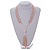 3 Strand Light Pink Crystal Bead Long Necklace with Tassel/90cm L/14cm Tassel - view 3